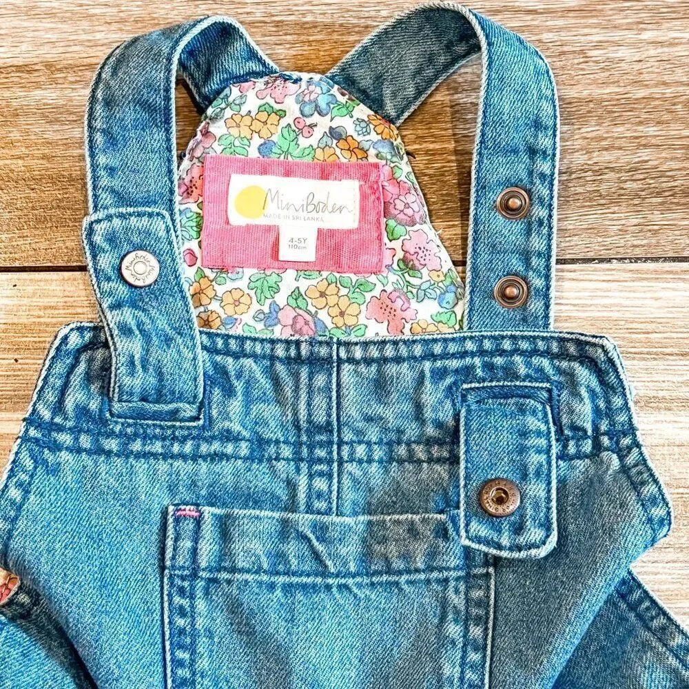 Mini Boden Denim Overall Jumper Dress Size 4-5Y